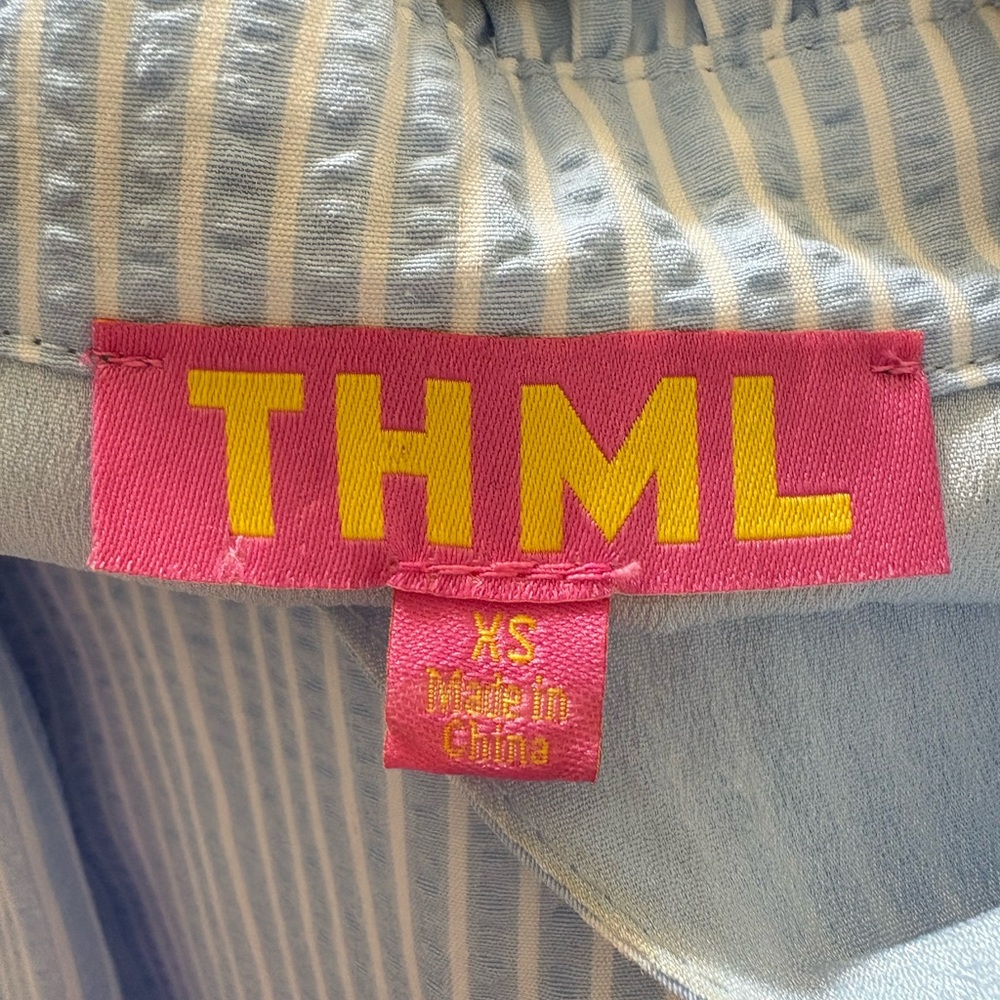 THML Light Blue Striped ‘Blue Sky Top’ V-Neck Coastalgrandmother Nautical XS - Picture 3 of 5
